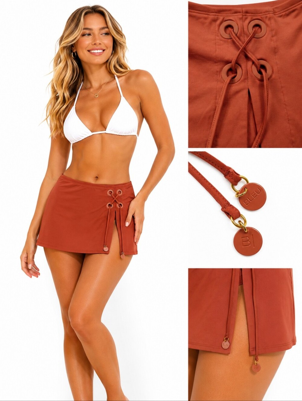 Bleu Rod Beattie Cinnamon Lace Up Swim Cover-Up Skirt – NWT